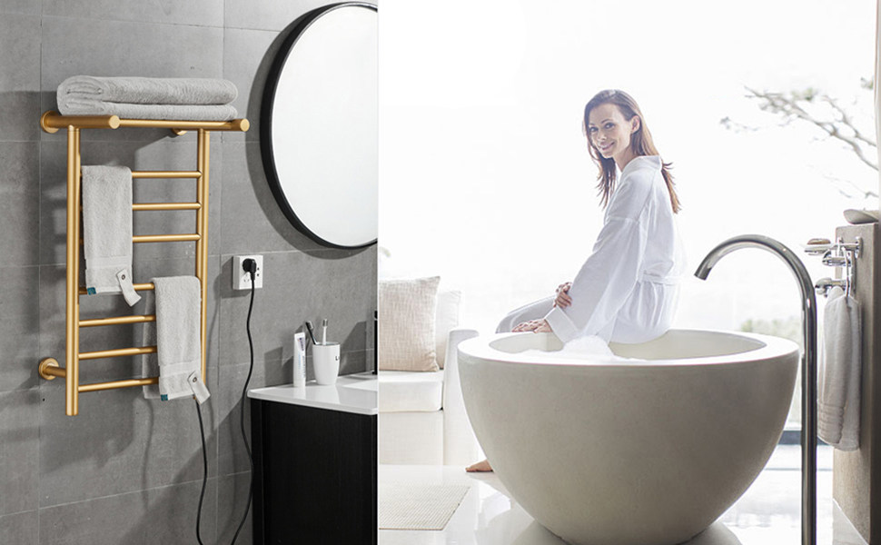 Radiateur Sèche-Serviette Électrique, Chauffe-Serviettes À 7 Barres Doré Avec Étagère Supérieure, Porte-Serviettes Chauffant En Fibre De Carbone En Mural, 72x45x25 Cm (Plug In) 10 Radiateur Sèche-Serviette Électrique, Chauffe-Serviettes À 7 Barres Doré Avec Étagère Supérieure, Porte-Serviettes Chauffant En Fibre De Carbone En Mural, 72x45x25 Cm (Plug In) -Atlantic Magasin AAHKMJXYDAFdJAOAIMEbOAchxJMDU0dffDEIGyt76DTNXyMhFPzCJieESRuaEIE0HiBL6SWLYTGeF